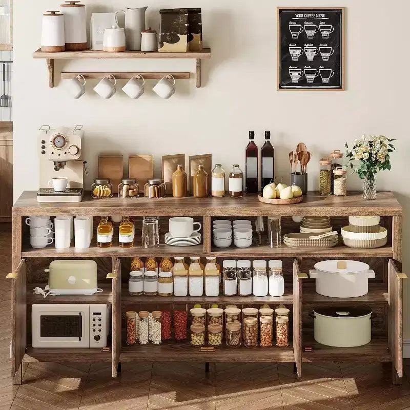 Mobiletto contenitore regolabile a 3 ripiani con ante e maniglie, ideale per cucine, ingressi e sale da pranzo