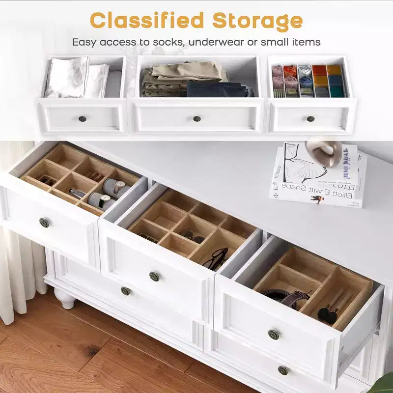 Cassettiera vintage per camera da letto con 7 cassetti, cassettiera vintage in legno per armadio, soggiorno, ingresso, cameretta