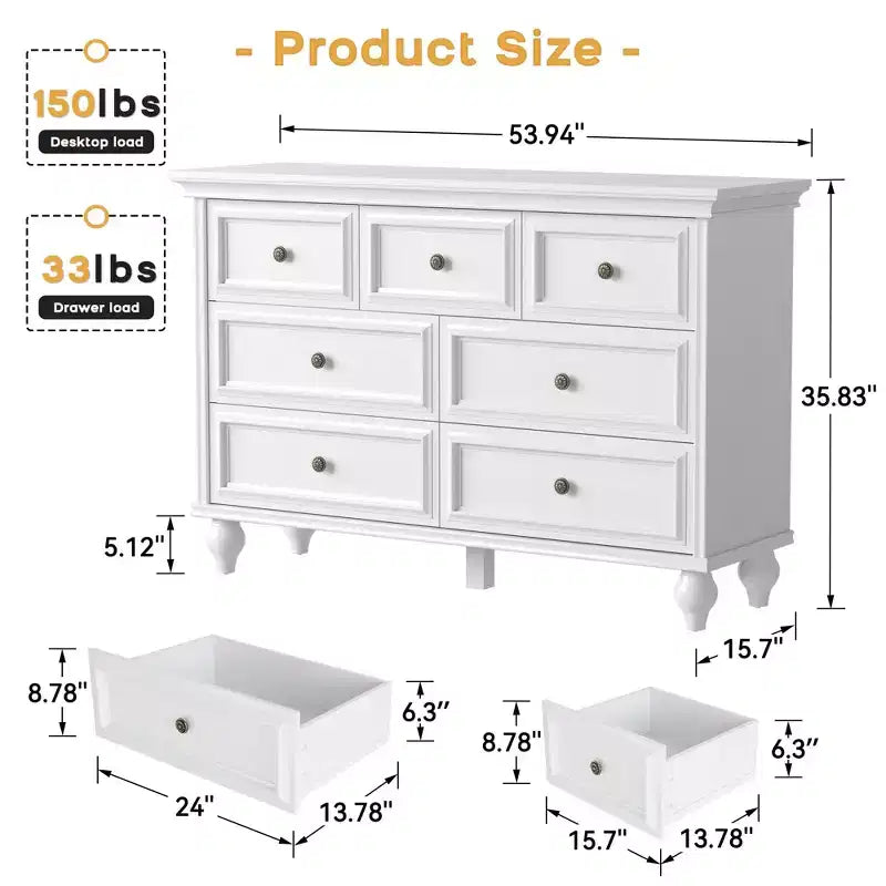 Cassettiera vintage per camera da letto con 7 cassetti, cassettiera vintage in legno per armadio, soggiorno, ingresso, cameretta