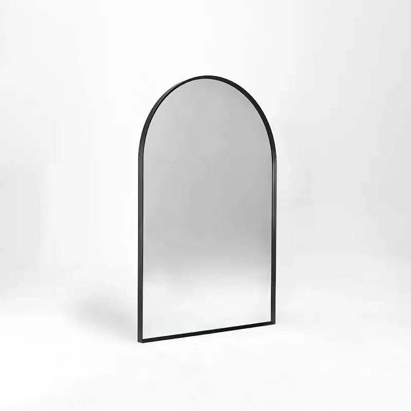 Specchio da parete ad arco per bagno in metallo nero