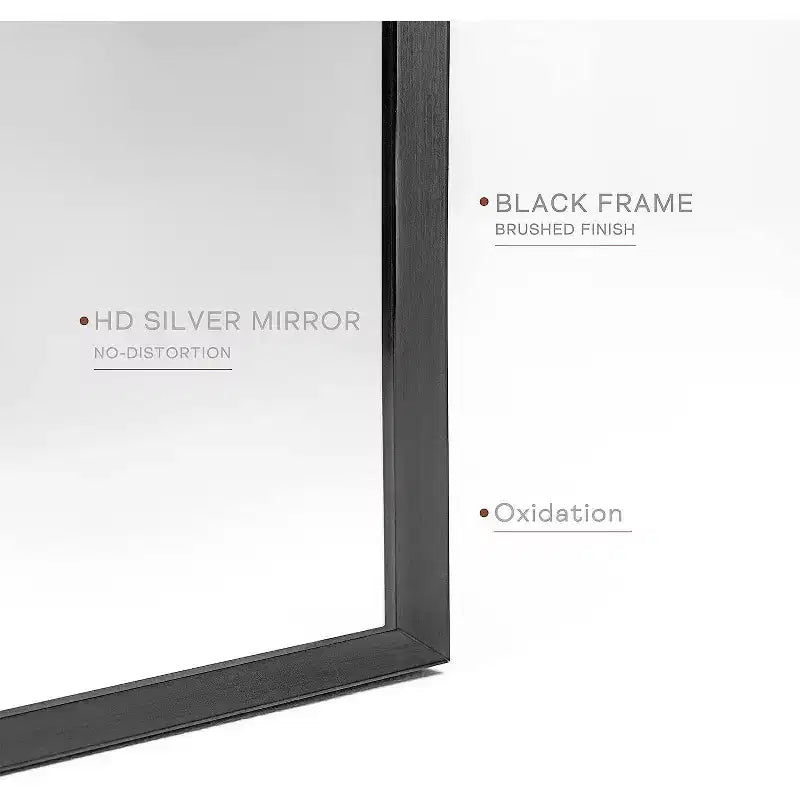 Specchio da parete ad arco per bagno in metallo nero