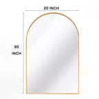 Specchio da parete ad arco dorato per bagno con cornice in metallo