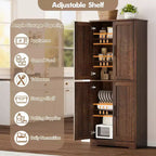 Dispensa autoportante alta 70 cm con 4 ante e ripiani aperti, mobiletto regolabile per sala da pranzo, bagno, soggiorno