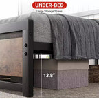 Telaio Letto King Size con Testiera, Nessuna Rete a Molle Necessaria, Piattaforma da 35 cm con Spazio di Archiviazione, Marrone Retrò