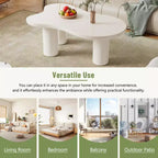 Tavolino da salotto CLIHOME Cloud in stile crema, irregolare, con 3 gambe robuste, elegante tavolino con bordo arrotondato