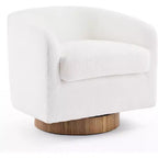 Poltrona VINGLI girevole a 360° con base in legno composito e cuscino rimovibile per soggiorno, camera da letto