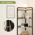 Mobile angolare alto da 71", mobile contenitore angolare industriale moderno con design a porta scorrevole e 4 ripiani aperti per soggiorno, cucina, grigio