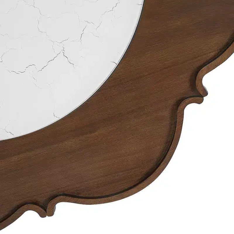 ModernLuxe Petal Tavolino da caffè con vetro a motivo craquelé bianco, Tavolino da cocktail moderno di metà secolo, Tavolino laterale a 2 livelli per divano, Tavolino d'accento in rattan, Noce