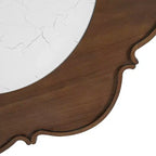 ModernLuxe Petal Tavolino da caffè con vetro a motivo craquelé bianco, Tavolino da cocktail moderno di metà secolo, Tavolino laterale a 2 livelli per divano, Tavolino d'accento in rattan, Noce