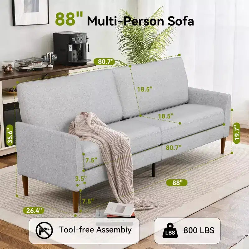 Dyonery 88 Divanetto a Due Posti, Comodi Divani per Soggiorno, Moderno Divanetto Oversize, Grandi Divani per Camera da Letto e Ufficio