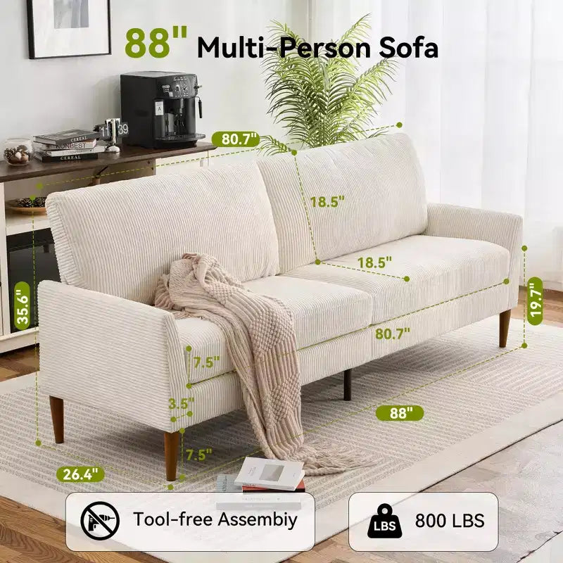 Dyonery 88 Divanetto a Due Posti, Comodi Divani per Soggiorno, Moderno Divanetto Oversize, Grandi Divani per Camera da Letto e Ufficio