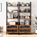 Acekool 70.9 Scaffale Industriale con Cassetti, Libreria Rustica a 4 Ripiani per Soggiorno, Camera da Letto, Ufficio, Marrone
