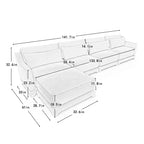 Divano beige a 4 posti in tessuto ciniglia con 1 pouf mobile, spugna ad alta resilienza, facile da installare