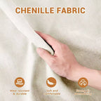 Divano beige a 4 posti in tessuto ciniglia con 1 pouf mobile, spugna ad alta resilienza, facile da installare