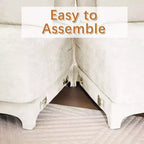 Divano beige a 4 posti in tessuto ciniglia con 1 pouf mobile, spugna ad alta resilienza, facile da installare