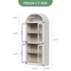 CuisinSmart Scaffale ad arco alto 183 cm, Libreria moderna stile fattoria con 4 ante in vetro/legno e ripiani aperti, Organizzatore mobile espositivo autoportante
