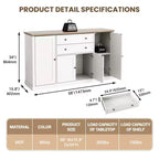 TROPOW 58 Mobile Credenza Buffet con Contenitore con 4 Ante e 2 Cassetti, Armadio in Legno Stile Rustico Mobile Dispensa da Cucina Mobile Contenitore per Bar Caffetteria