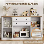 TROPOW 58 Mobile Credenza Buffet con Contenitore con 4 Ante e 2 Cassetti, Armadio in Legno Stile Rustico Mobile Dispensa da Cucina Mobile Contenitore per Bar Caffetteria
