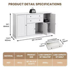 TROPOW 58 Mobile Credenza Buffet con Contenitore con 4 Ante e 2 Cassetti, Armadio in Legno Stile Rustico Mobile Dispensa da Cucina Mobile Contenitore per Bar Caffetteria
