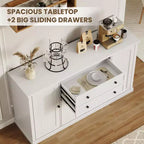 TROPOW 58 Mobile Credenza Buffet con Contenitore con 4 Ante e 2 Cassetti, Armadio in Legno Stile Rustico Mobile Dispensa da Cucina Mobile Contenitore per Bar Caffetteria