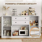 TROPOW 58 Mobile Credenza Buffet con Contenitore con 4 Ante e 2 Cassetti, Armadio in Legno Stile Rustico Mobile Dispensa da Cucina Mobile Contenitore per Bar Caffetteria