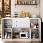 TROPOW 58 Mobile Credenza Buffet con Contenitore con 4 Ante e 2 Cassetti, Armadio in Legno Stile Rustico Mobile Dispensa da Cucina Mobile Contenitore per Bar Caffetteria
