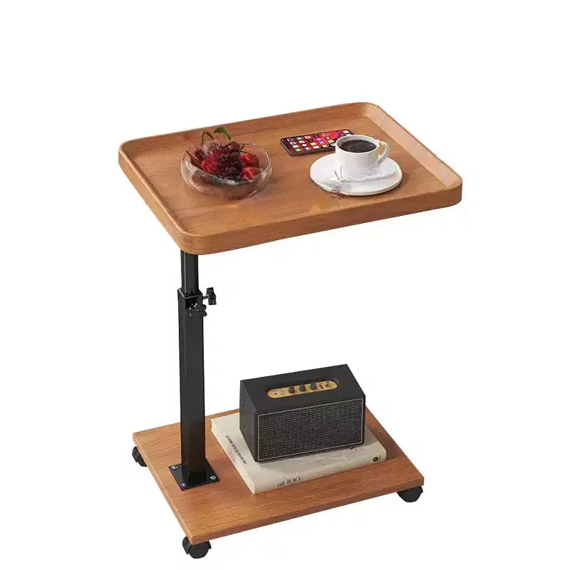 Tavolino laterale a C CuisinSmart, tavolini d'appoggio da divano piccoli, regolabili in altezza con piano girevole, tavolino vassoio per TV con ruote per soggiorno, camera da letto, divano