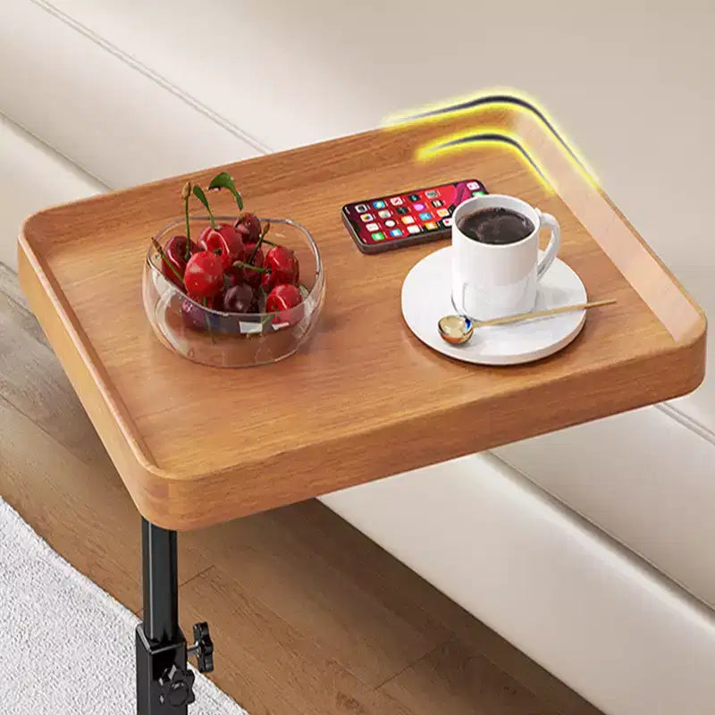 Tavolino laterale a C CuisinSmart, tavolini d'appoggio da divano piccoli, regolabili in altezza con piano girevole, tavolino vassoio per TV con ruote per soggiorno, camera da letto, divano