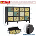 Cassettiera a 6 cassetti per camera da letto, Comò in legno, Cassettiera con motivo floreale retrò, Cassettiere da fattoria per camera da letto, soggiorno, corridoio, ingresso