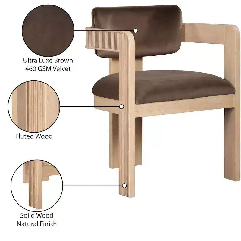 Meridian Furniture, Sedia da Pranzo Sacha in Velluto, Set da 2