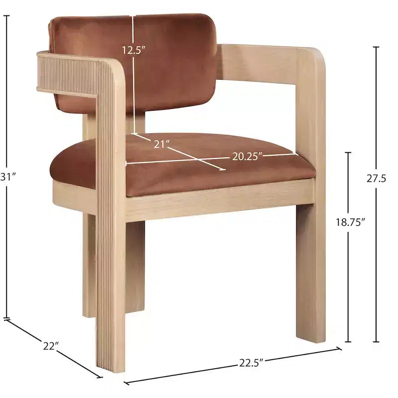 Meridian Furniture, Sedia da Pranzo Sacha in Velluto, Set da 2