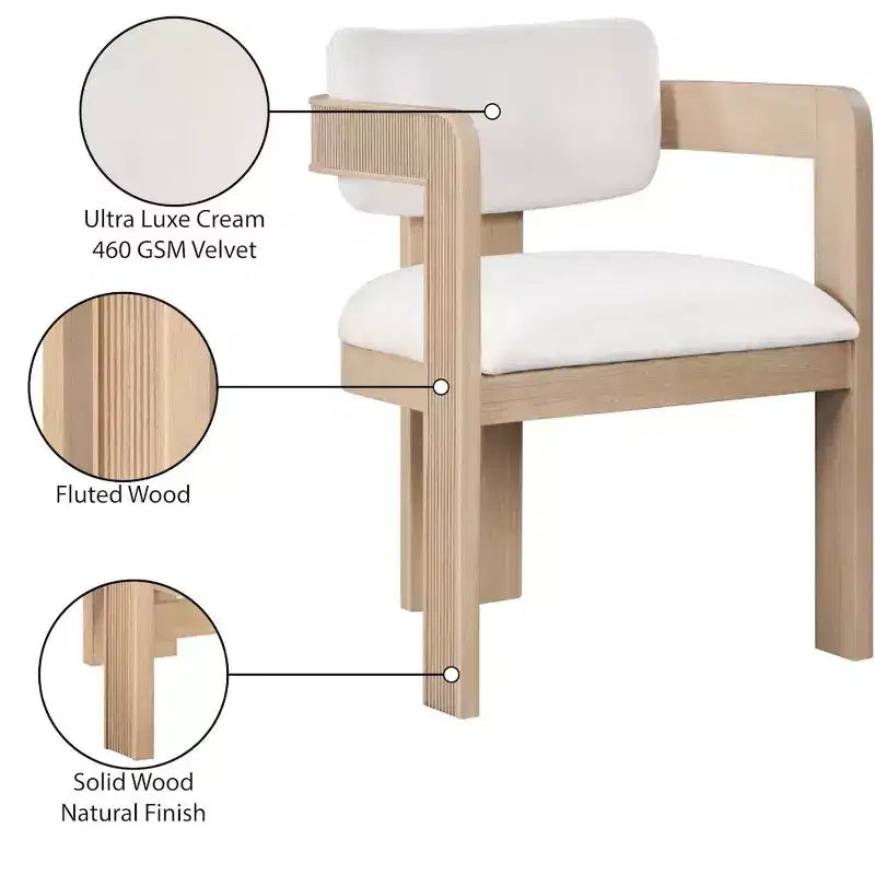 Meridian Furniture, Sedia da Pranzo Sacha in Velluto, Set da 2