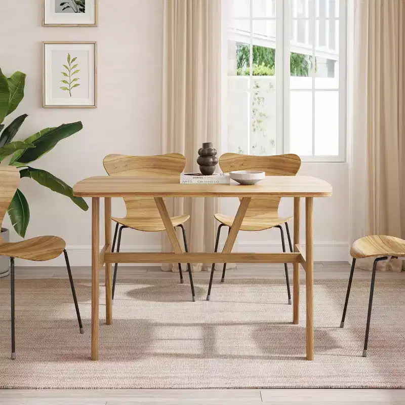 PexFix 47 Tavolo da pranzo per 4-6 persone, tavolo da cucina in legno, tavolo da pranzo moderno con robusta struttura in legno per sala da pranzo, cucina, color legno naturale