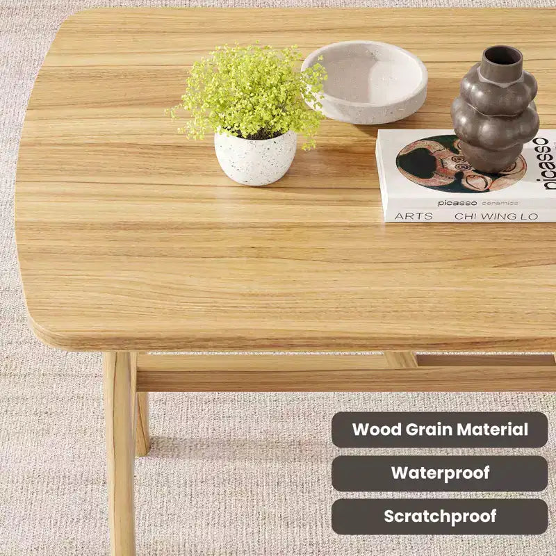 PexFix 47 Tavolo da pranzo per 4-6 persone, tavolo da cucina in legno, tavolo da pranzo moderno con robusta struttura in legno per sala da pranzo, cucina, color legno naturale