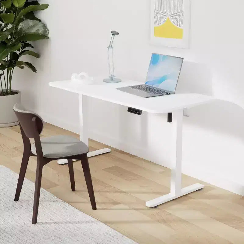 PexFix Scrivania Elettrica Regolabile in Altezza 122 x 61 cm, Scrivania da Lavoro/Ufficio con Piano Unico e Pannello di Giunzione, Bianca