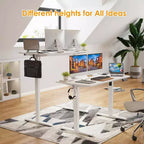PexFix Scrivania Elettrica Regolabile in Altezza 122 x 61 cm, Scrivania da Lavoro/Ufficio con Piano Unico e Pannello di Giunzione, Bianca