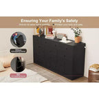 Comò a 12 cassetti, comò nero grande a 6 cassetti per camera da letto, comò e cassettiere in legno per camera da letto, soggiorno