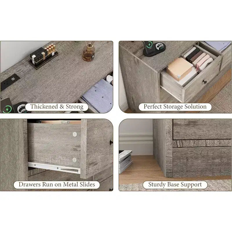 Comò a 12 cassetti, comò nero grande a 6 cassetti per camera da letto, comò e cassettiere in legno per camera da letto, soggiorno