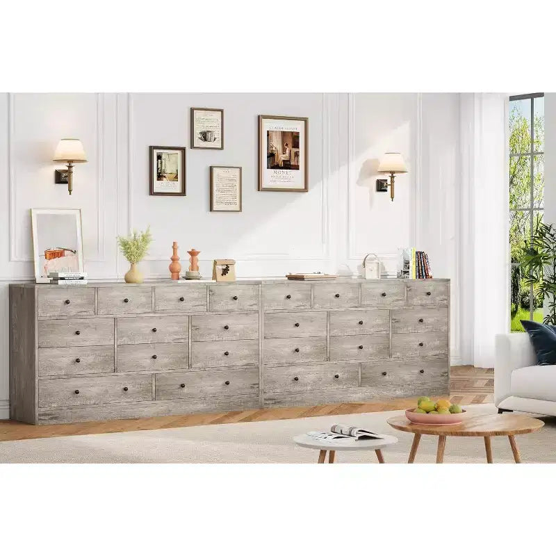 Comò a 12 cassetti, comò nero grande a 6 cassetti per camera da letto, comò e cassettiere in legno per camera da letto, soggiorno