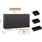Comò a 12 cassetti, comò nero grande a 6 cassetti per camera da letto, comò e cassettiere in legno per camera da letto, soggiorno