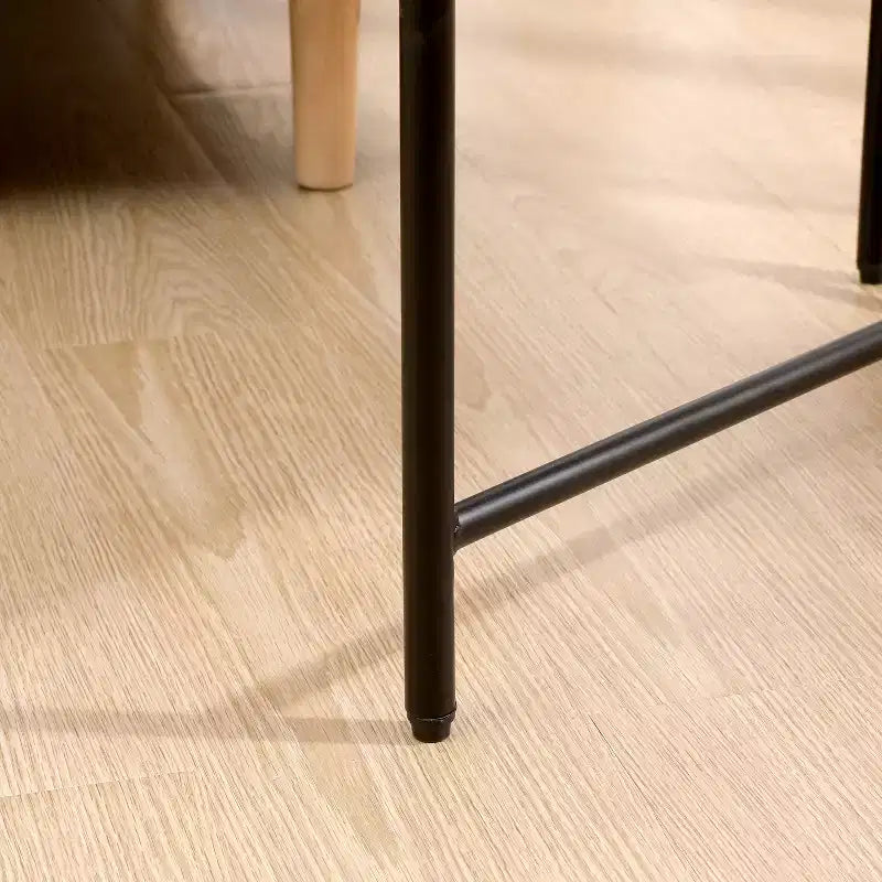 MAYEERTY Tavolino laterale portaoggetti nero a 2 ripiani con struttura in metallo e piano in legno per soggiorno