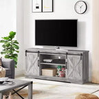 Farmhouse TV Stand for 65 Inch TVs, Barn Doors TV Stand with Storage and Shelves, Modern TV Console Table Furniture