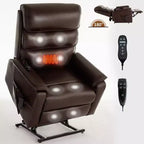 CLIHOME Leatherette Dual Motor Infinite Position Power Lift Recliner Chair with Power-Remote, Heat Massage and Heavy Duty Motion Mechanism