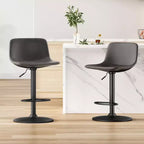 PexFix 2Pcs Adjustable Bar Stools Mid-Century Swivel Bar Stools Bar Height Stools with Back Support Counter Height Bar Chairs Pu Leather Light Grey