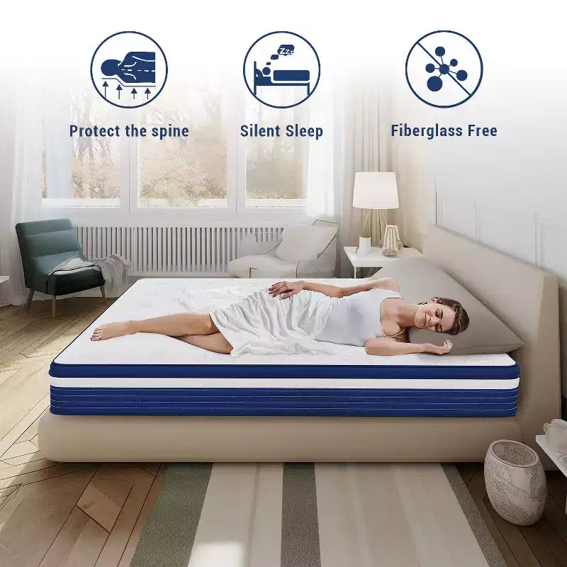 Swedrea Materasso Ibrido Traspirante in Memory Foam Rinfrescante a Media Rigidità, Consegnato in Scatola, Bianco
