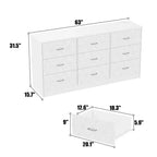 63 Cassettiera per camera da letto con 9 cassetti, comò moderno grande per armadio, organizer portaoggetti