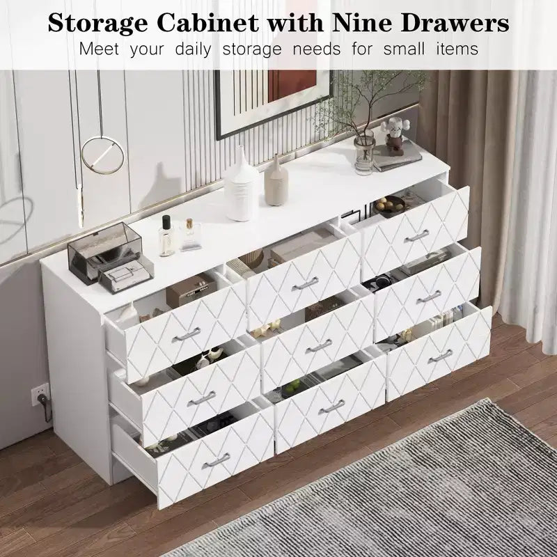63 Cassettiera per camera da letto con 9 cassetti, comò moderno grande per armadio, organizer portaoggetti