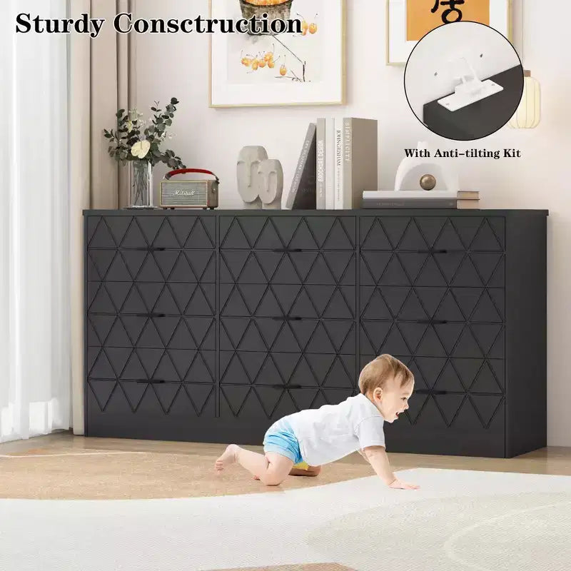 63 Cassettiera per camera da letto con 9 cassetti, comò moderno grande per armadio, organizer portaoggetti