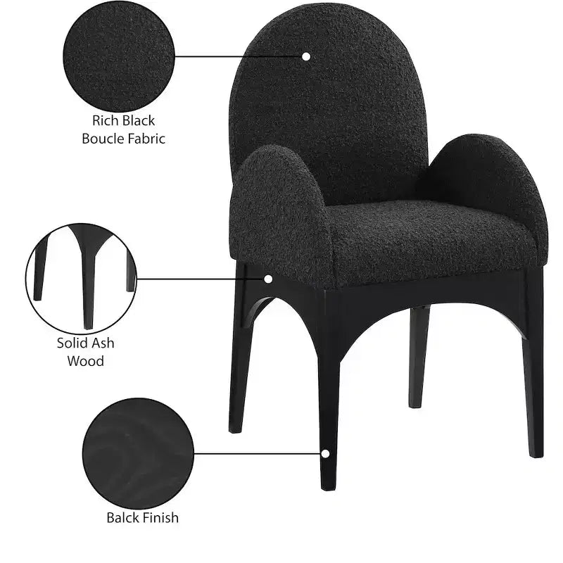 Meridian Furniture, Sedia da pranzo Waldorf in tessuto Bouclé