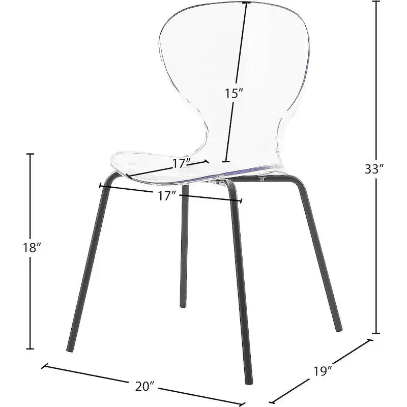 Meridian Furniture, Sedia da pranzo Clarion Nera Opaca, Set da 2